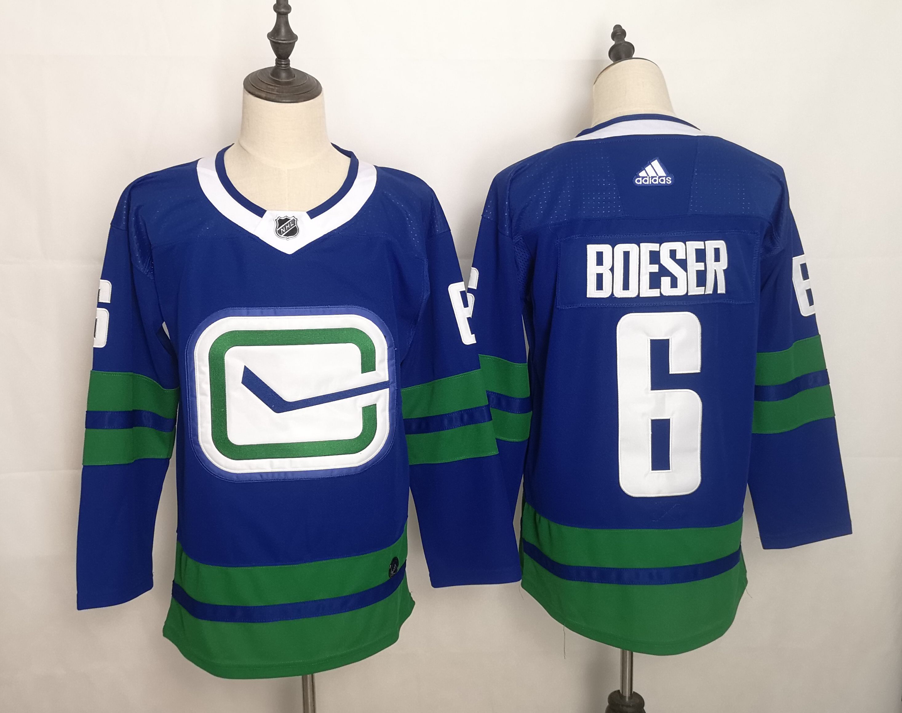Men Vancouver Canucks #6 Brock Boeser Blue Home Authentic Stitched Adidas NHL Jersey